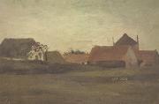 Vincent Van Gogh Farmhouses in Loosduinen near The Hague at Twilight (nn04) oil painting reproduction